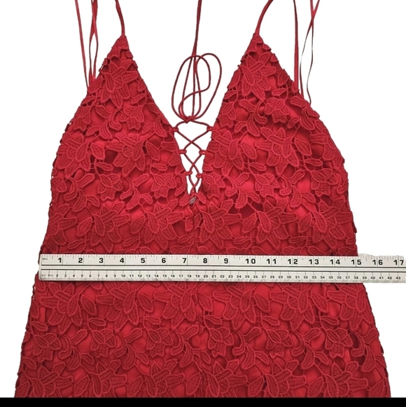 TJD The Jetset Small Red Lace Sexy Bodycon Open Back Party Prom Evening Dress - Picture 11 of 15